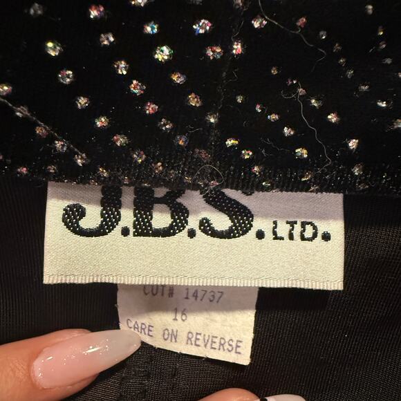 Vintage J.B.S. Black Velvet Rhinestone Cardigan Jacket 16 Glam Disco Holiday - Picture 6 of 9